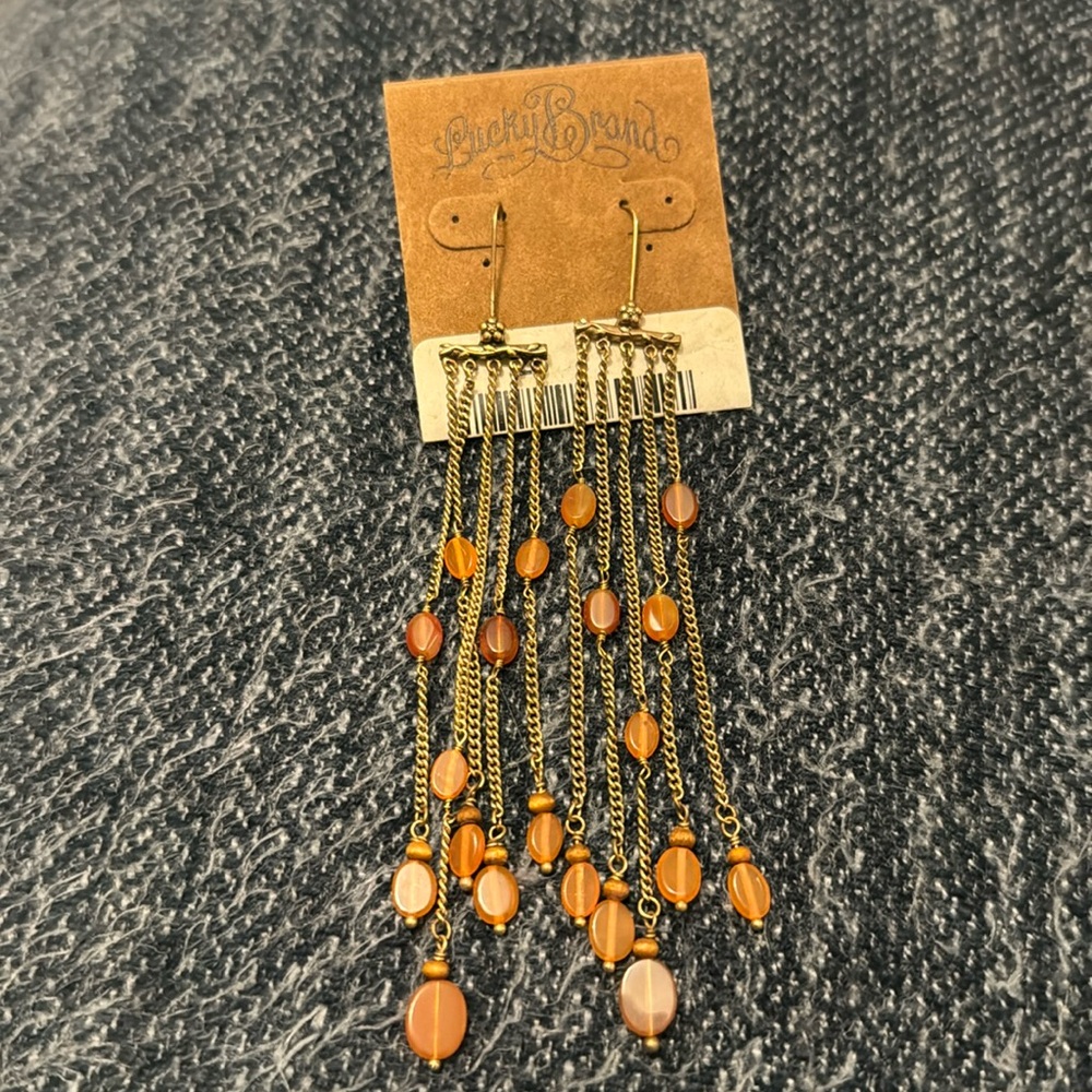 Vintage Lucky Brand Long Gold Earrings - NWT
